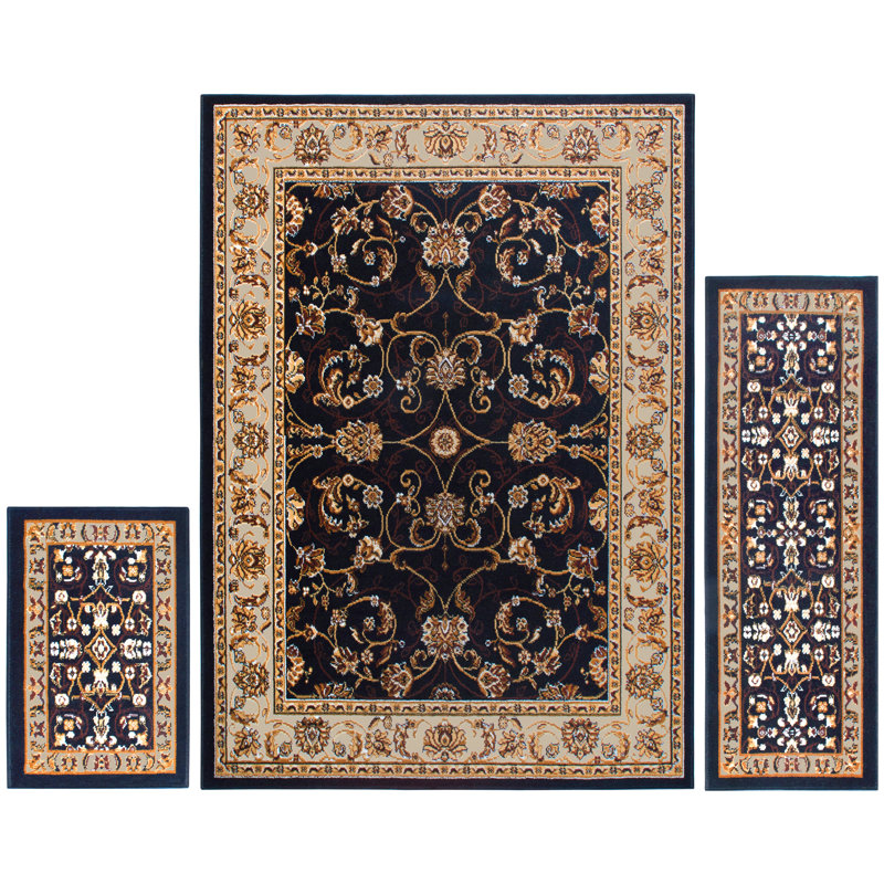 Charlton Home Gallaher 3 Piece Ebony Area Rug Set & Reviews Wayfair